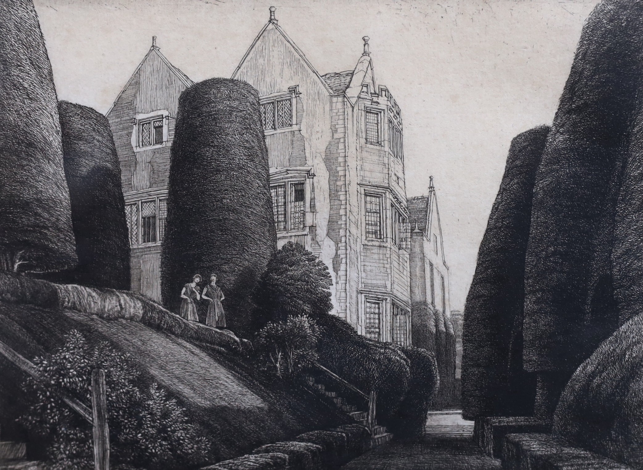 Frederick Landseer Griggs (1876-1938), Owlpen Manor, 1930, etching, 19 x 25.5cm